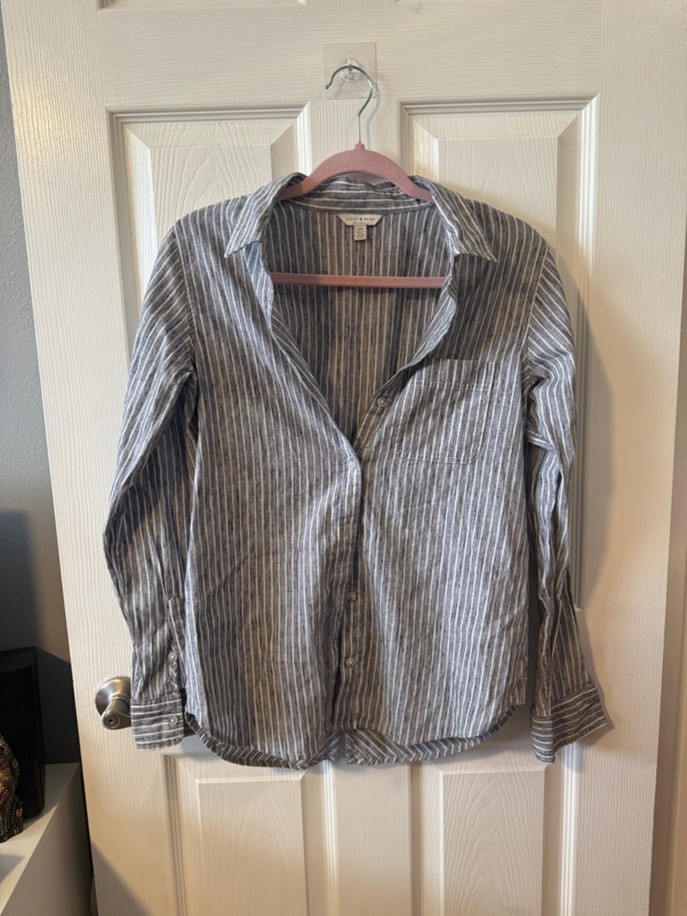 Lucky Brand Gray & White Striped Button-Down Shirt